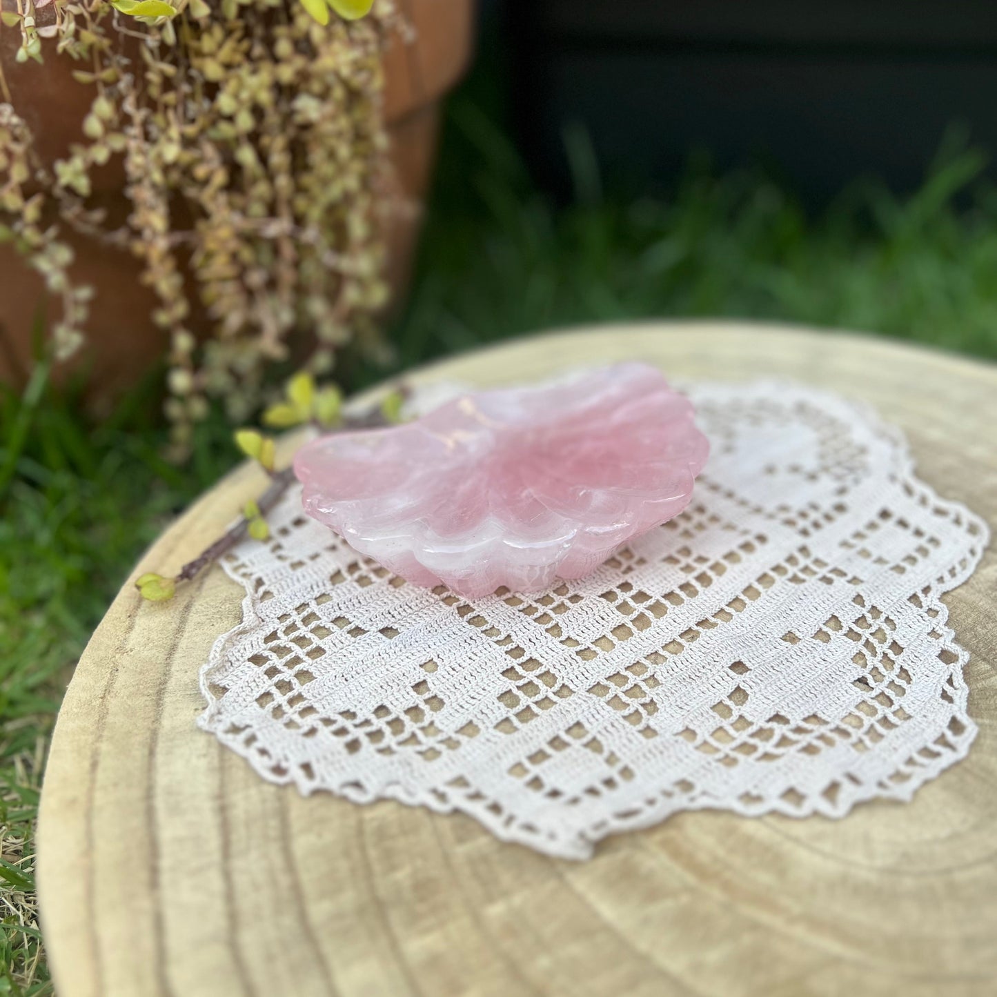 Rose quartz bowl
