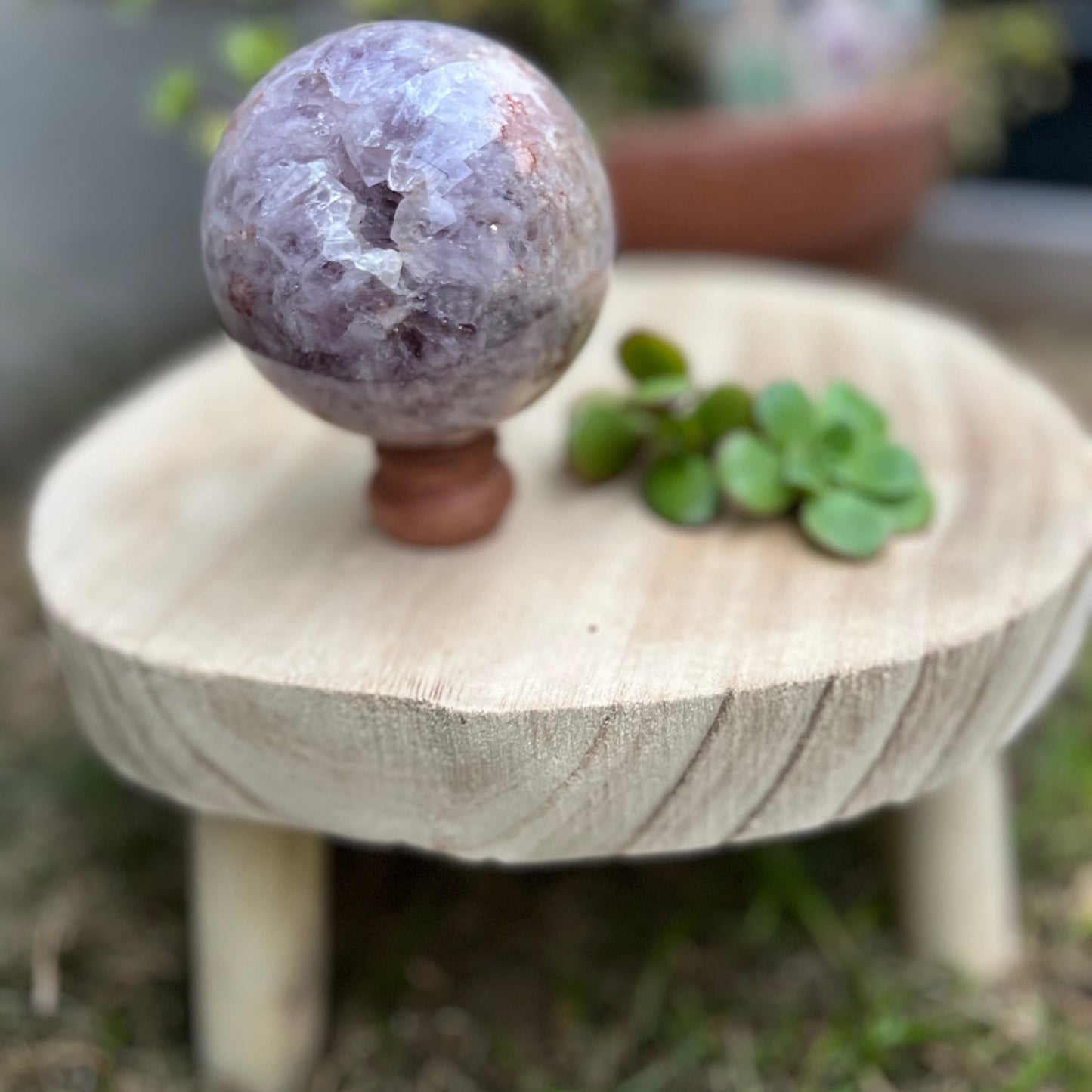 Amethyst and flower agate sphere