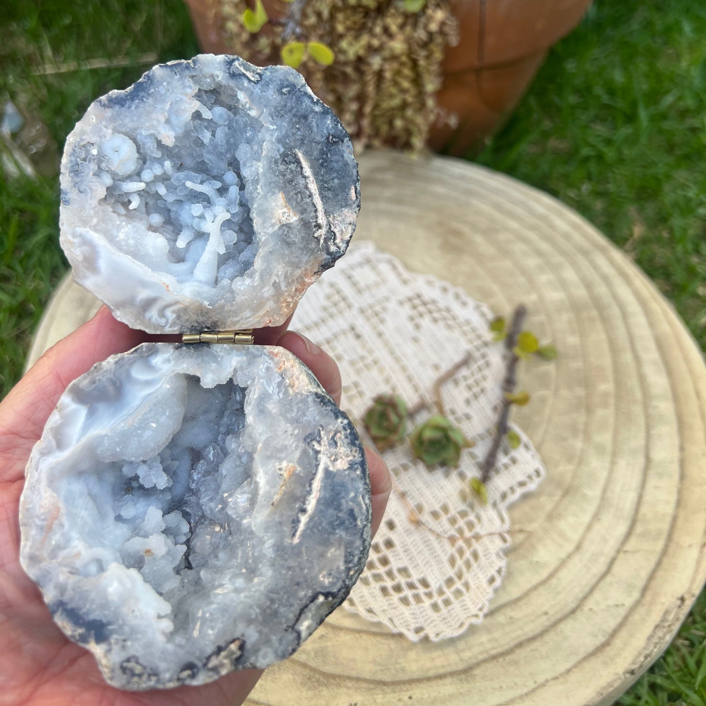 Angel Aura Agate Geode Jewellery Box