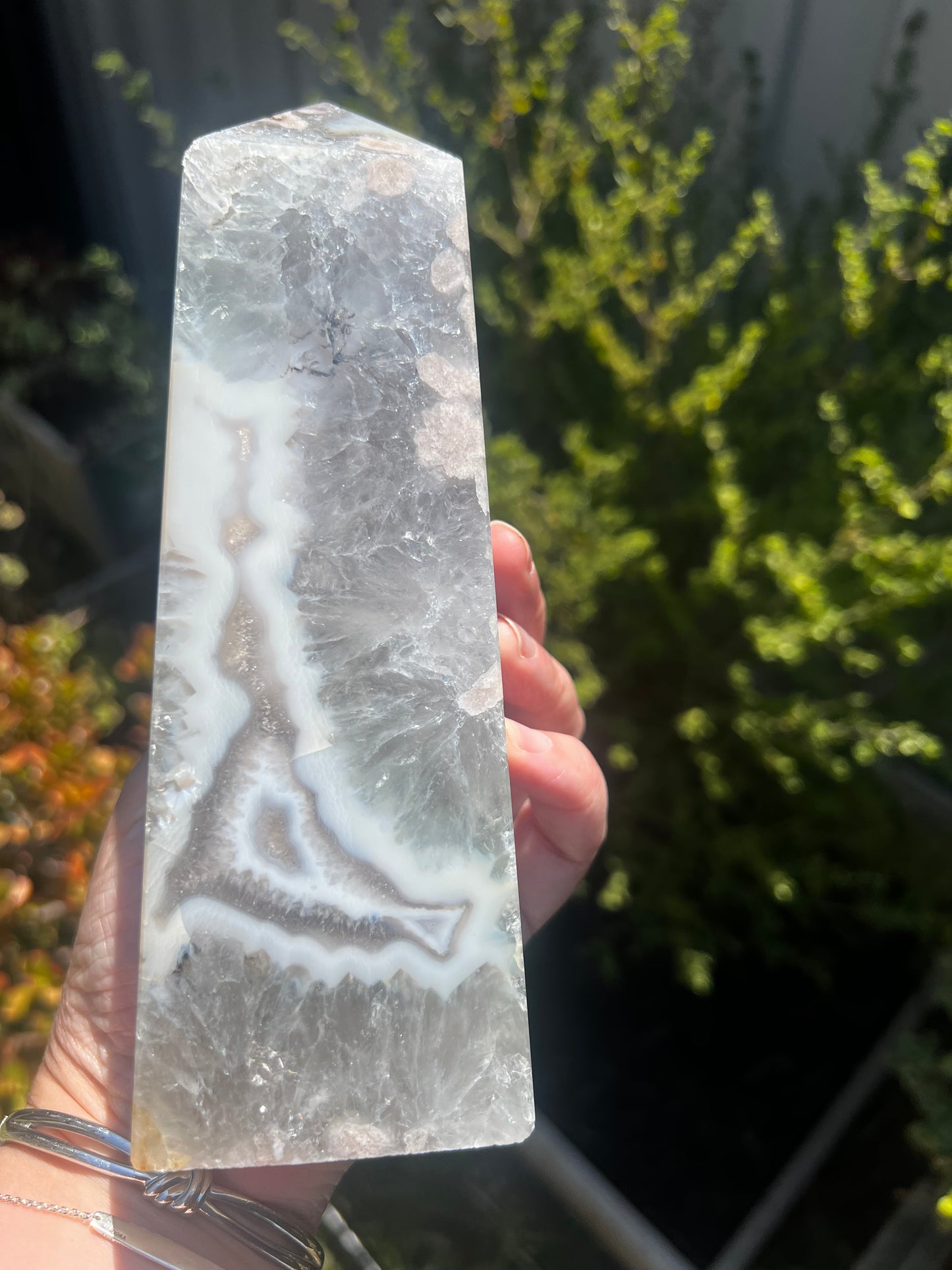 Green Flower Agate Tower