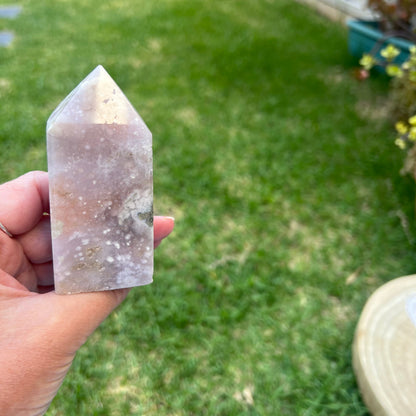 Flower Agate & Amethyst Tower
