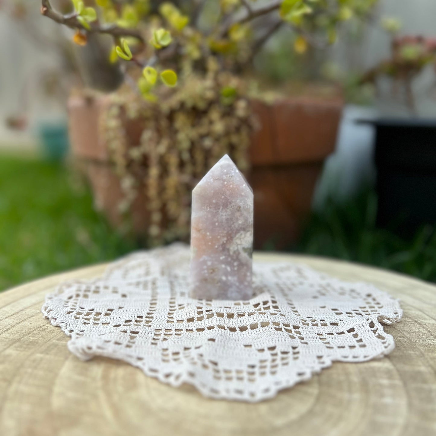 Flower Agate & Amethyst Tower