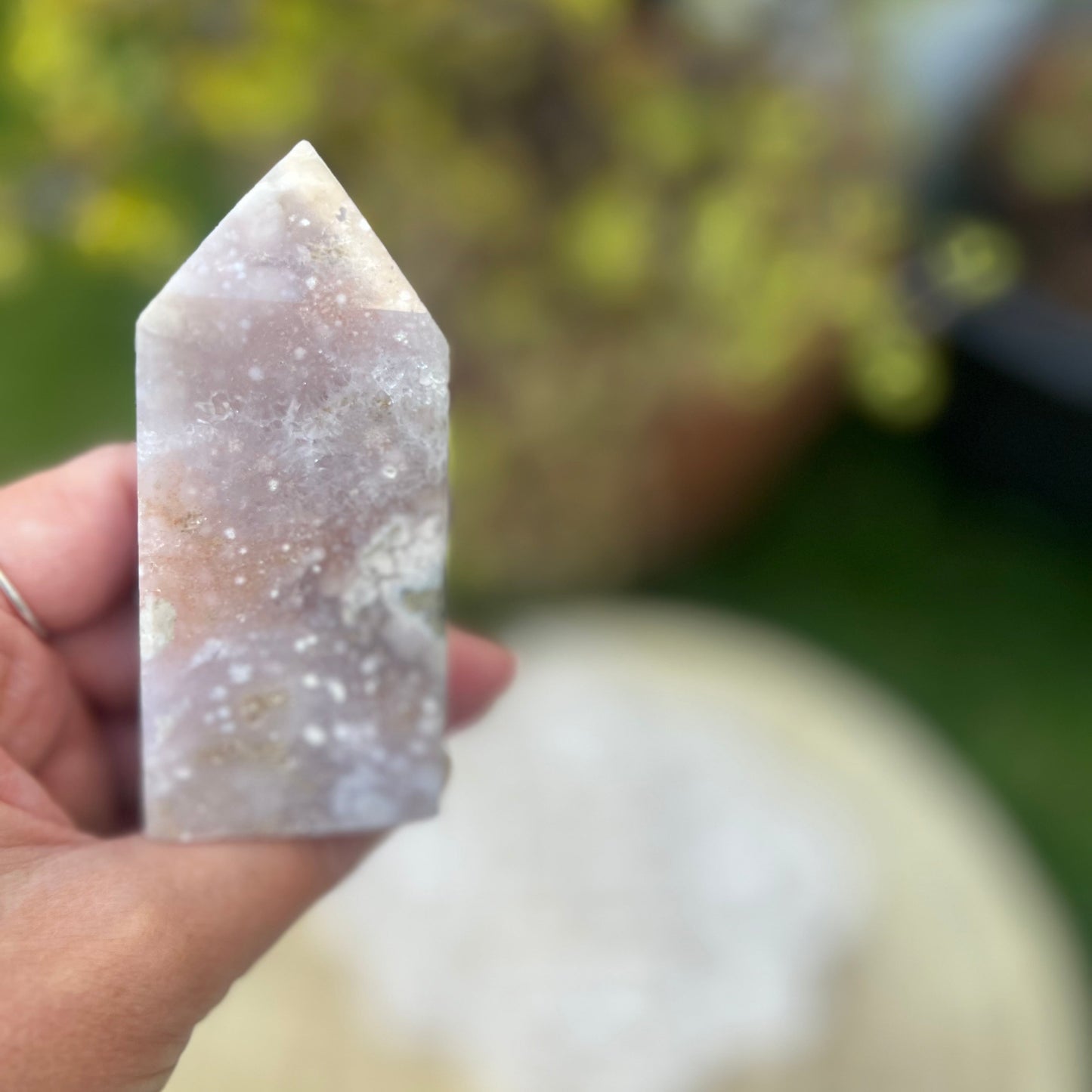 Flower Agate & Amethyst Tower