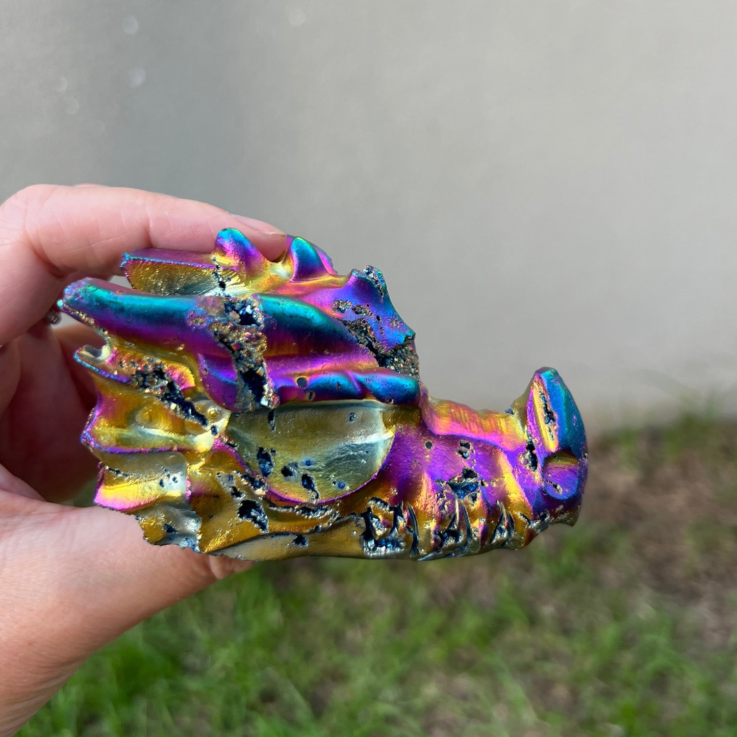 ‘Cosmic Henry’ The rainbow aura quartz dragon carving