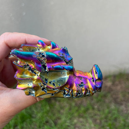 ‘Cosmic Henry’ The rainbow aura quartz dragon carving