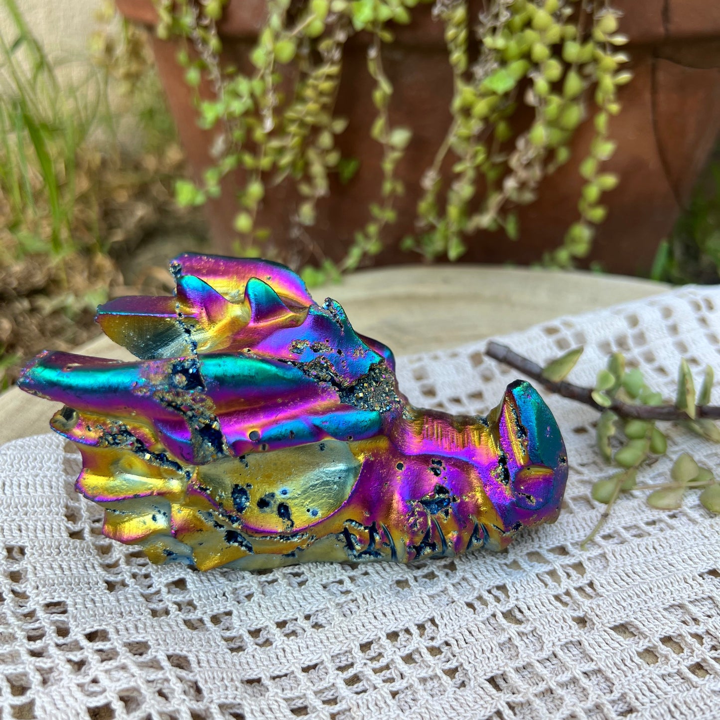 ‘Cosmic Henry’ The rainbow aura quartz dragon carving
