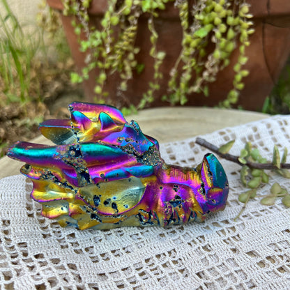 ‘Cosmic Henry’ The rainbow aura quartz dragon carving