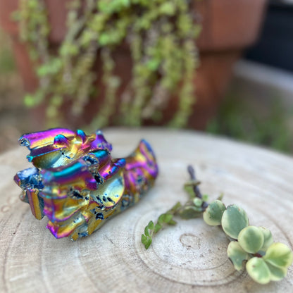 ‘Cosmic Henry’ The rainbow aura quartz dragon carving