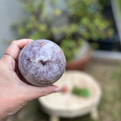 Amethyst and flower agate sphere