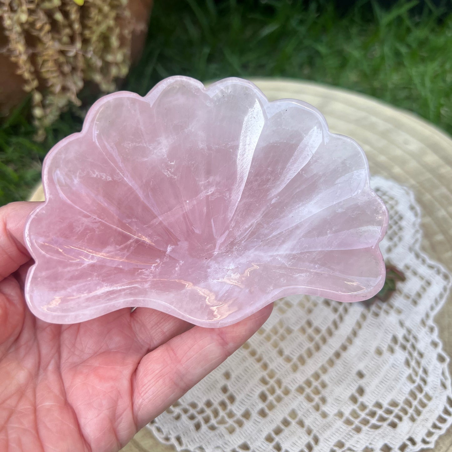 Rose quartz bowl