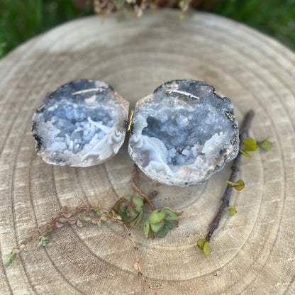 Angel Aura Agate Geode Jewellery Box