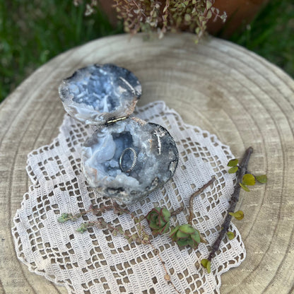 Angel Aura Agate Geode Jewellery Box