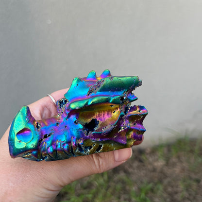 ‘Cosmic Henry’ The rainbow aura quartz dragon carving