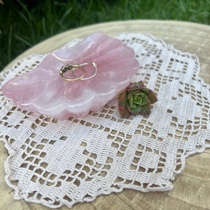 Rose quartz bowl