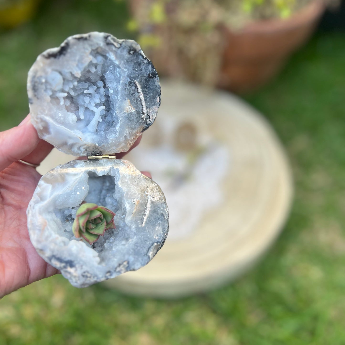 Angel Aura Agate Geode Jewellery Box