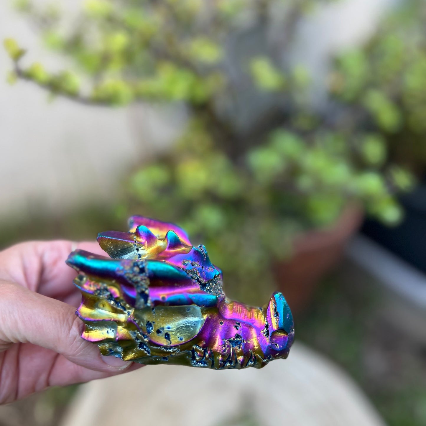 ‘Cosmic Henry’ The rainbow aura quartz dragon carving