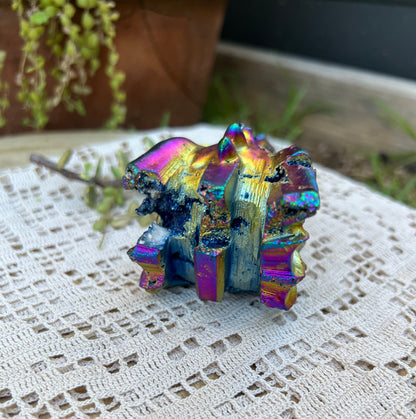 ‘Cosmic Henry’ The rainbow aura quartz dragon carving