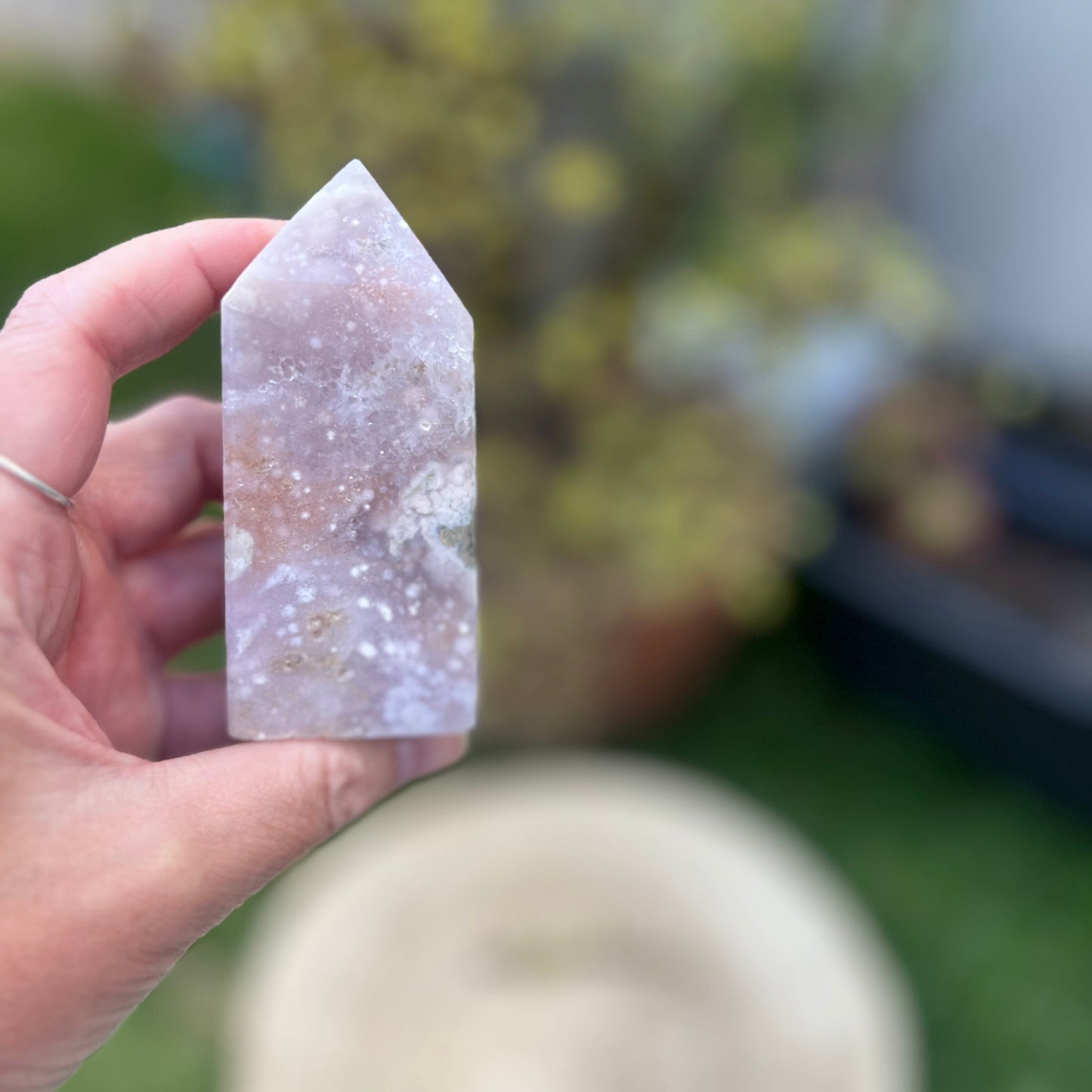 Flower Agate & Amethyst Tower