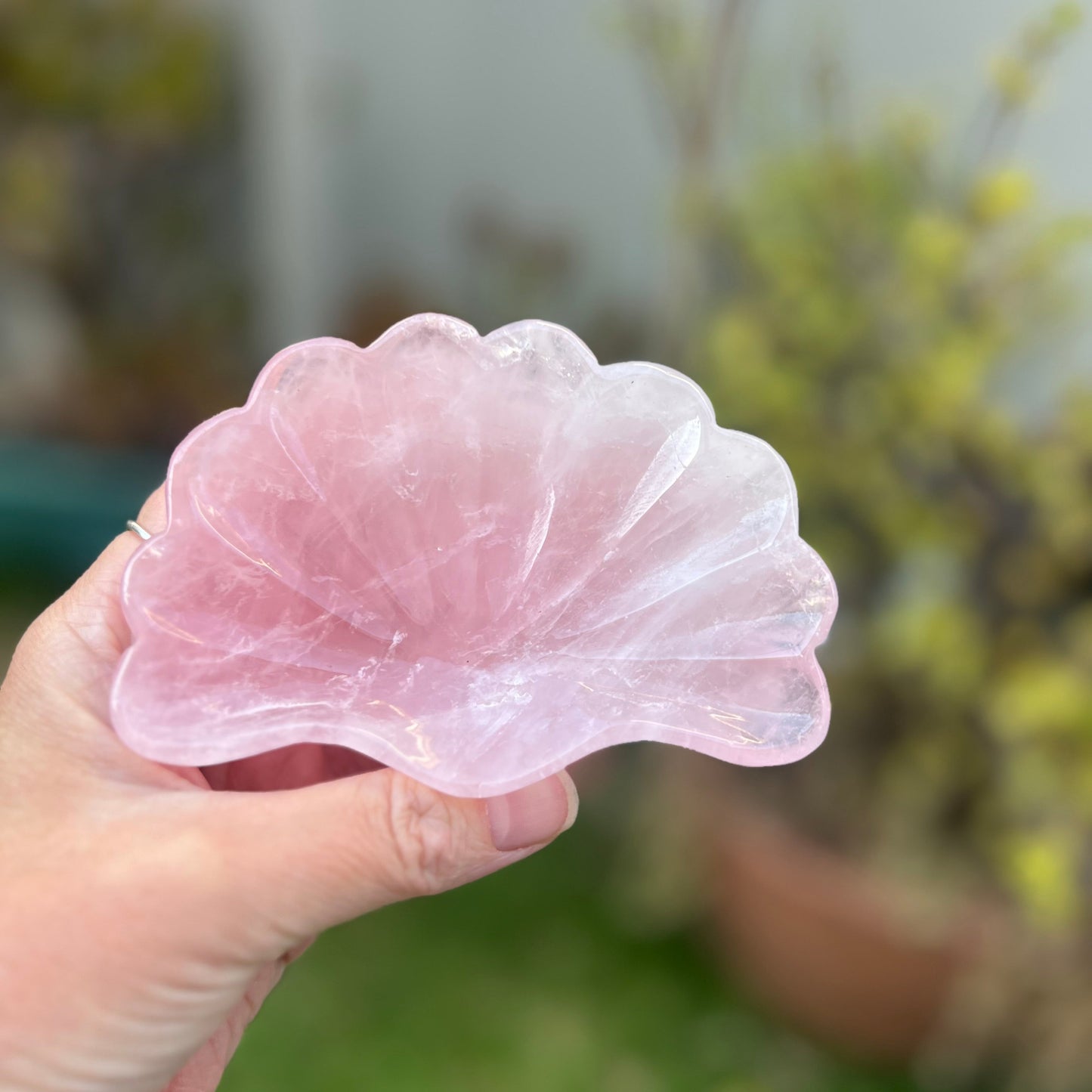 Rose quartz bowl